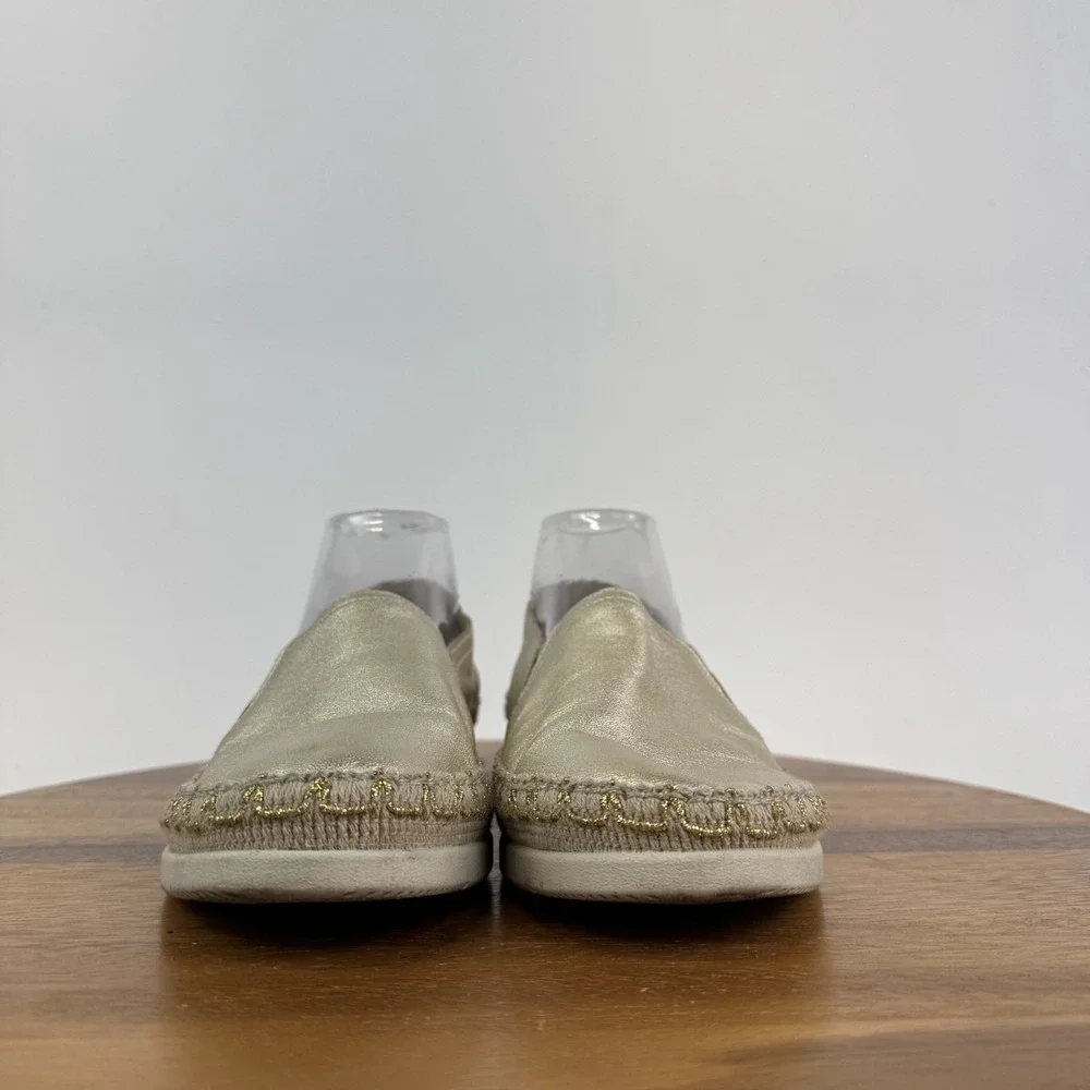 Womens Mephisto Valina Gold Leather‎ Espadrille Slip On Sneakers Size 10 M GUC